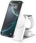 Belkin UltraCharge faltbare magnetische 3-in-1-Ladestation mit Qi2 25W wei&szlig;, eckig