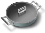 Smeg Schmorpfanne mit Glasdeckel 50's Style 28 cm 2 Griffe Emerald Green