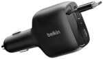 Belkin BoostCharge Kfz-Ladeger&auml;t mit einziehbarem Kabel (75 W) schwarz
