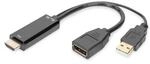 DIGITUS HDMI Adapter auf DisplayPort mit externer Stromversorgung 4K@30Hz. 0,2 m
