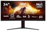 AOC Gaming G4 CU34G4ZCA 34 Zoll UWQHD Fast VA Panel 21:9 250 Hz Curved Gaming Monitor