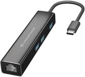 Conceptronic DONN07B 3-Port-USB-Hub mit Gigabit-Netzwerkadapter