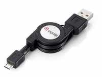 EQUIP 128595 USB 2.0 A to Micro-B ausziehbares Kabel, 1.0m , Schwarz