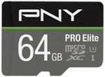 PNY PRO Elite 64 GB microSDXC Speicherkarte (C10, Class 3 (U3), UHS-I) Schwarz/Grau