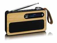 Lenco PDR-040 Bamboo Tragbares DAB+ FM-Radio mit BT, Schwarz
