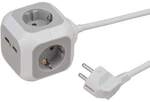 Brennenstuhl Steckdosenw&uuml;rfel 4-fach + 2x USB 2.0 Charger 2100mA 1,4m grau