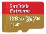 SanDisk Extreme 128 GB microSDXC Speicherkarte Kit (2022) bis 190 MB/s, C10, U3