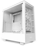 NZXT H5 Elite Midi Tower ATX Geh&auml;use weiss mit Sichtfenster und RGB, Glasfront