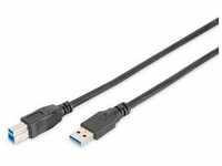 DIGITUS USB 3.0 Anschlusskabel 1,8m Typ A - B St/St, schwarz