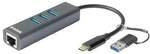 D-Link DUB-2332 USB-C/USB-Gigabit-Ethernet-Adapter mit 3 USB-3.0-Anschl&uuml;ssen