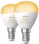 Philips Hue White Ambiance E14 Kugel 470lm, 2er Pack