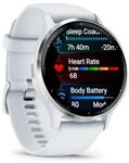 Garmin Venu&reg; 3 Steinweiss/Silber mit Schnellwechsel-Silikon-Armband