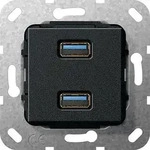 Gira 568410 USB 3.0 A 2-fach Kupplung, Einsatz, schwarz matt