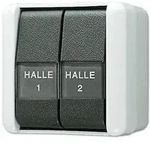 Jung 839NAW Doppeltaster, 2 Wechsler, mit Schriftfeldern, IP 44, WG 800
