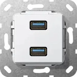 Gira 568503 USB 3.0 A 2-fach Kabelpeitsche Einsatz reinwei&szlig; gl&auml;nzend