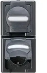 Kopp 131415009 Blue Elec. Schutzkontakt-Steckdose 2-fach senkrecht Aufputz IP44