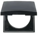 Berker 918282510 Rahmen 1-fach mit Klappdeckel, Integro Flow/Pure, schwarz gl&auml;nzend