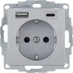 Berker 48141404 Schutzkontakt-Steckdose / USB A-C, 20 W, mit erh&ouml;htem