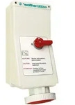 Walther Electric AN179404 Wasserdichte Wandsteckdose, 125A, 4P, 4h mit 3-poligem