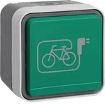 Hager WNC195 Schutzkontaktsteckdose mit gr&uuml;nem Klappdeckel und Symbol E-Bike,