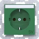 Hager WAS1136GR Schutzkontaktsteckdose mit Aufdruck SV, Beschriftungsfeld,