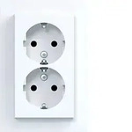 Hager WAS2275WG Doppel-Schutzkontaktsteckdose mit Abdeckplatte., hoch.,...