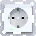 Hager WAS1402WG Schutzkontaktsteckdose mit K-LED, mit Beschriftungsfeld,...
