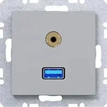 Hager WAF4381TA USB / 3,5 mm Audio Steckdose, A.x/C.x, titan matt