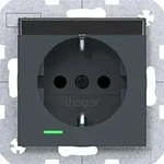 Hager WAS1402AT Schutzkontaktsteckdose mit K-LED, mit Beschriftungsfeld,...
