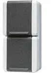 Jung 822W Schutzkontakt-Zwei-fach-Steckdose, 16 A 250 V ~, senkrecht, IP 44, WG 800