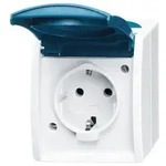 Busch-Jaeger 20 EWN-53 Steckdose mit Klappdeckel + Beschriftungsfeld, Aufputz IP44