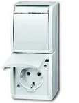 Busch-Jaeger 20-02EWN-54 Schutzkontakt-Steckdose 2-fach senkrecht, Aufputz IP44
