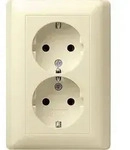 Gira 078001 2-fach Schutzkontakt-Steckdose mit Vollplatte , Standard 55, cremewei&szlig;
