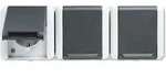Jung 8230W Schutzkontakt-Drei-fach-Steckdose, 16 A 250 V ~, waagerecht, IP 44, WG 800
