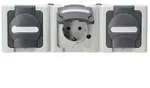 Kopp 131356005 Blue Elec. 3fach Schutzkontakt-Steckdose waag. Aufputz IP44