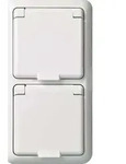 Elso 225414 Schutzkontakt-Steckdose 2-fach (Komplettger&auml;t) mit Klappdeckel und