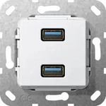 Gira 568403 USB 3.0 A 2-fach Kupplung, Einsatz reinwei&szlig; gl&auml;nzend