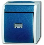 Busch-Jaeger 2601/6WGL-53 Schalter Aus-/Wechsel, mit Kalotte, Aufputz IP44