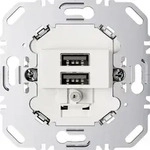 Berker 260209 USB A+A Ladesteckdose 230V, 2-fach, 3.0A, eckiger Tragring, polarwei&szlig;