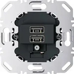 Berker 260205 USB A+A Ladesteckdose 230V, 2-fach, 3.0A, eckiger Tragring, anthrazit
