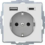 Berker 48046089 Schutzkontakt-Steckdose / USB A-C, Q.x, polarwei&szlig; samt