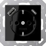 Jung A1520-15CASW Schutzkontakt-Steckdose 16 A, mit USB-Ladeger&auml;t 1 x Typ A + 1 x
