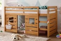 OTTO home Hochbett "Alpi" aus Kiefernholz, inklusive Leiter und Panel,