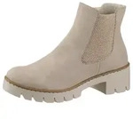 Chelseaboots RIEKER, Damen, Gr. 36, beige (creme), Nubuklederimitat, Schuhe