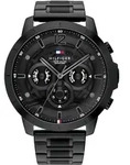 Multifunktionsuhr TOMMY HILFIGER "LUCA", schwarz, Armbanduhren, Herren, Quarzuhr,