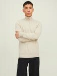 Troyer JACK & JONES "JJEEMIL KNIT HALF ZIP NOOS", Herren, Gr. L, wei&szlig; (sanftes
