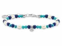 Armband THOMAS SABO "blaue Steine und Perlen, A2064-775-7-L19V" Armbänder Gr. 19,