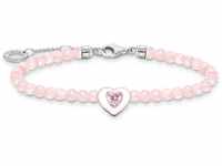 Armband THOMAS SABO "Herz mit pinken Perlen, A2092-035-9-L19V" Armbänder Gr. 19,