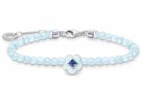 Armband THOMAS SABO "Blume mit blauen Perlen, A2094-496-1-L19V" Armbänder Gr. 19,