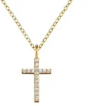 Kette mit Anh&auml;nger ENGELSRUFER "Kreuz", gold (gelbgoldfarben, kristallwei&szlig;),